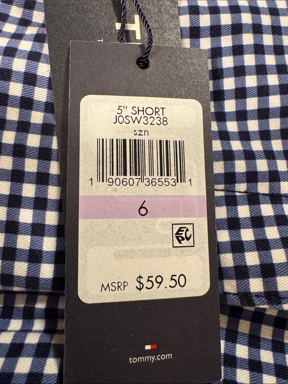 Tommy Hilfiger Navy & White Gingham Shorts - Picture 3 of 3